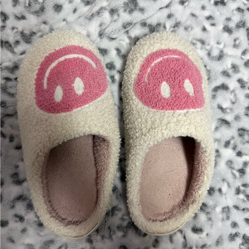 Cozy Cream and Pink Kids One Piece Slippers